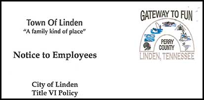 Title of Title VI Policy from  Mayor Ward to Town of Linden Employees