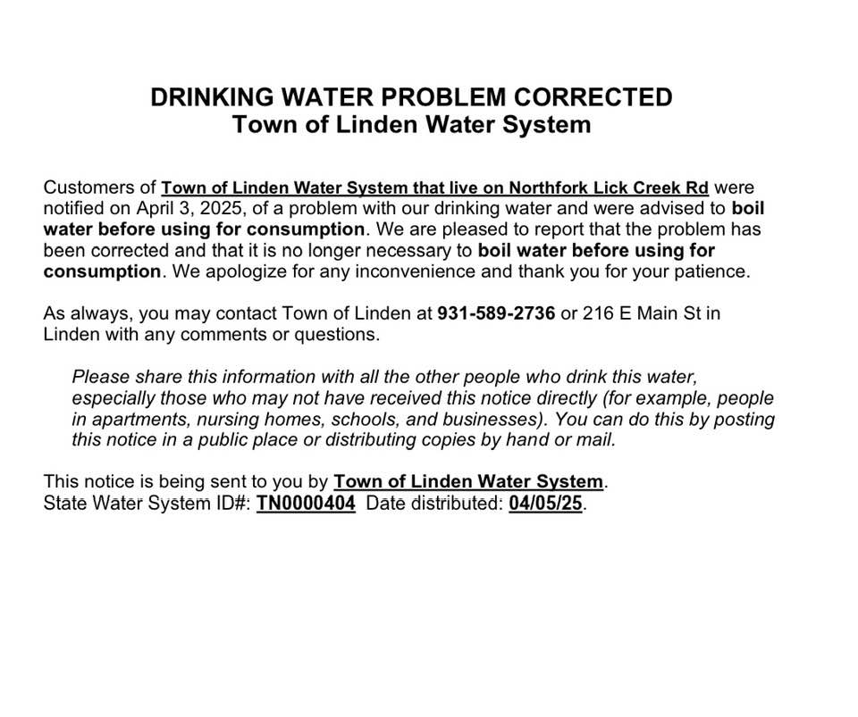 water is now ok 4 6 2025