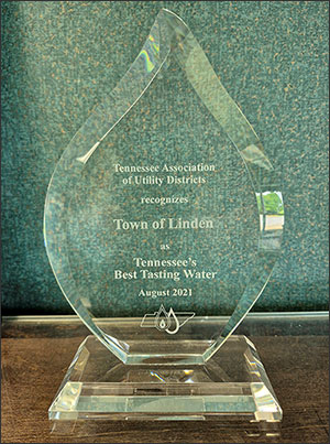 Linden awarded for the best tasting water in the State of Tennessee. Linden awarded for the best tasting water in the State of Tennessee.